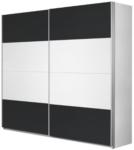 Rauch Schwebetürenschrank Kleiderschrank Weiß Alpin 2-türig, Absetzungen in Grau Metallic Nachbildung, BxHxT 181x210x62 cm von Rauch Möbel