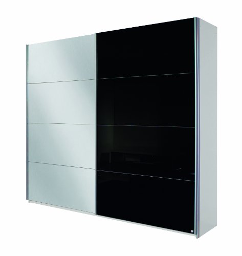 Rauch Schwebetürenschrank Quadra in Alpinweiß / Glas Schwarz BxHxT 62x210x226cm von Rauch Möbel