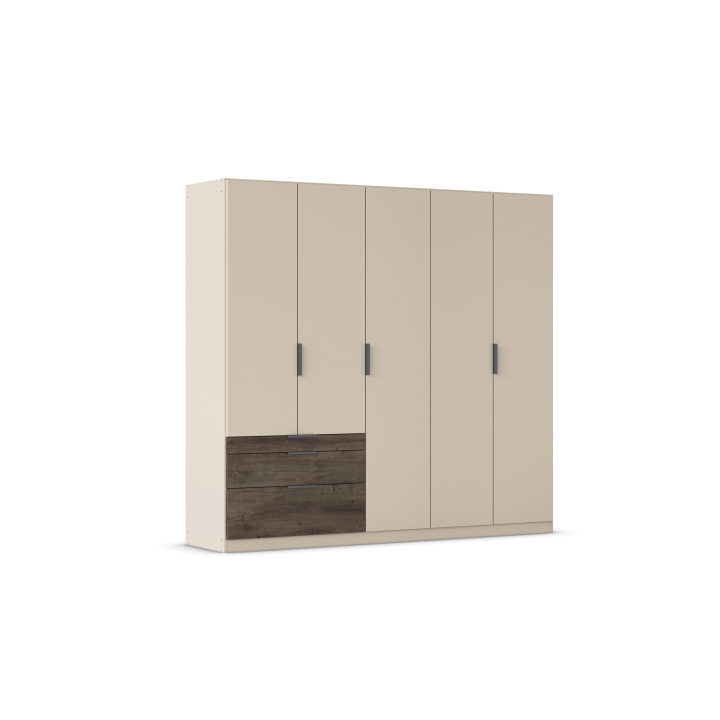 Rauch Drehtürenschrank KODA 5-türig in Champagner/Atlantic Oak dunkel foliert von Rauch Möbelwerke