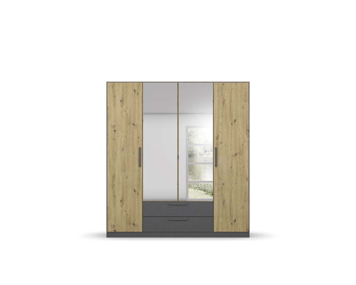 Rauch Drehtürenschrank STYLEUP 4-türig in Dekor Eiche Artisan/grau metallic von Rauch Möbelwerke