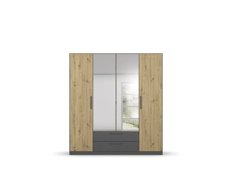Rauch Drehtürenschrank STYLEUP 4-türig in Dekor Eiche Artisan/grau metallic von Rauch Möbelwerke