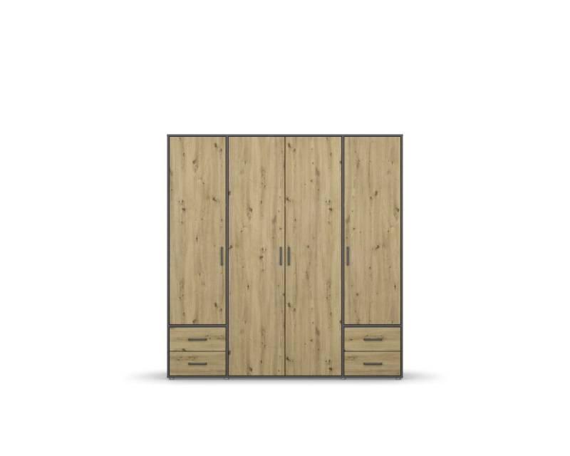 Rauch Drehtürenschrank VOYAGER 4-türig in Dekor-Druck Eiche Artisan/grau-metallic von Rauch Möbelwerke
