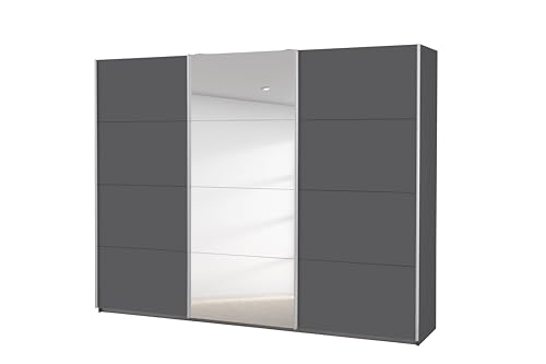 Rauch Möbel Caracas Schrank Kleiderschrank Schwebetürenschrank, Grau, 3-trg., inkl. Zubehörpaket Basic 3 Kleiderstangen, 3 Einlegeböden, BxHxT 271x210x62 cm von Rauch Möbel