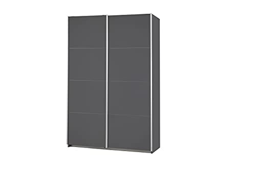 Rauch Möbel Caracas Schrank Kleiderschrank Schwebetürenschrank, Grau, 2-trg., inkl. Zubehörpaket Classic 2 Kleiderstangen, 4 Einlegeböden, 1 Hakenleiste, BxHxT 136x210x62 cm von Rauch Möbel