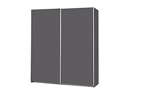 Rauch Möbel Caracas Schrank Kleiderschrank Schwebetürenschrank, Grau, 2-trg., inkl. Zubehörpaket Basic 2 Kleiderstangen, 2 Einlegeböden, BxHxT 181x210x62 cm von Rauch Möbel