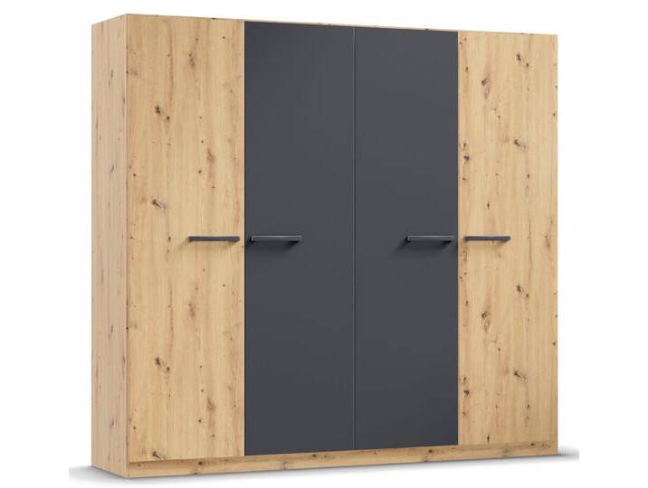 Drehtürenschrank RAUCH Kleiderschrank Schrank Garderobe Garderobenschrank Stauraumwunder MODI , grau (eiche artisan, graumetallic), B:226cm H:210cm T:54cm, Holzwerkstoff, Schränke, optional mit Spiegel MADE IN GERMANY von Rauch