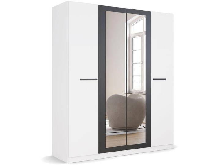 Drehtürenschrank RAUCH Kleiderschrank Schrank Garderobe Garderobenschrank Stauraumwunder MODI , weiß (weiß, graumetallic), B:181cm H:210cm T:54cm, Holzwerkstoff, Schränke, optional mit Spiegel MADE IN GERMANY von Rauch