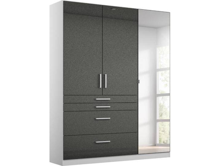 Drehtürenschrank RAUCH Kleiderschrank Schrank Garderobe Garderobenschrank Topseller HOMBURG , weiß (alpinweiß, hochglanz effektgrau), B:136cm H:197cm T:54cm, Holzwerkstoff, Schränke, mit Spiegel, oberer Schubkasten mit Einteilung MADE IN GERMANY von Rauch