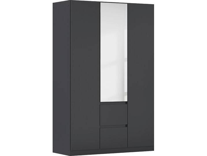 Drehtürenschrank RAUCH Kleiderschrank Schrank mit Spiegel Garderobe Garderobenschrank MAINZ , grau (graumetallic), B:136cm H:210cm T:54cm, Holzwerkstoff, Schränke, grifflose Front mit Spiegel, Außentüren mit Push-to-Open Funktion von Rauch