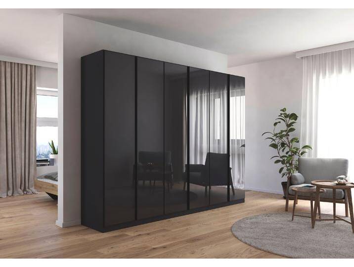 Drehtürenschrank RAUCH Monostar , grau (graumetallic, glas basalt), B:271cm H:210cm T:54cm, Holzwerkstoff, Schränke, mit Glasfront sowie umfangreicher Innenausstattung von Rauch