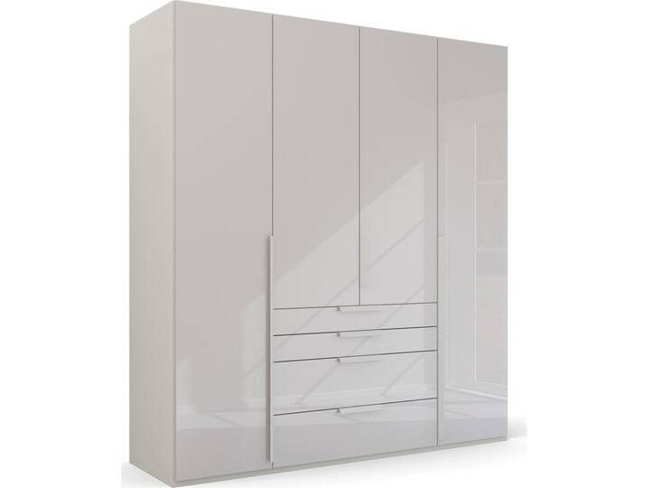 Drehtürenschrank RAUCH Purisma , grau (seidengrau, glas seidengrau), B:201cm H:223cm T:60cm, Holzwerkstoff, Schränke, mit Glasfront, Schubladen und umfangreichem Zubehör, mit Soft-Close von Rauch
