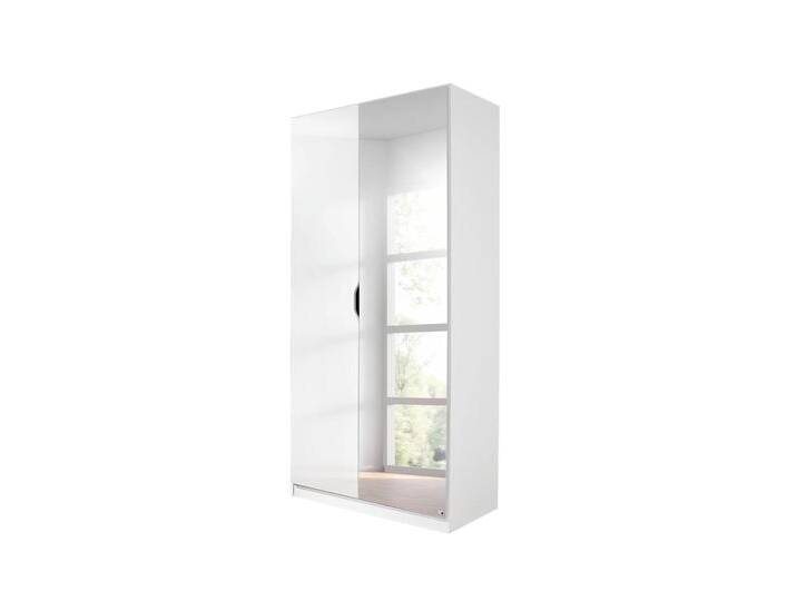 Kleiderschrank RAUCH Freiham Drehtürenschrank Schrank Garderobenschrank Breite 91cm , weiß (weiß hochglanz), B:91cm H:197cm T:54cm, Holzwerkstoff, Schränke, Schlafzimmerschrank mit Spiegel und Griffmulden BESTSELLER von Rauch