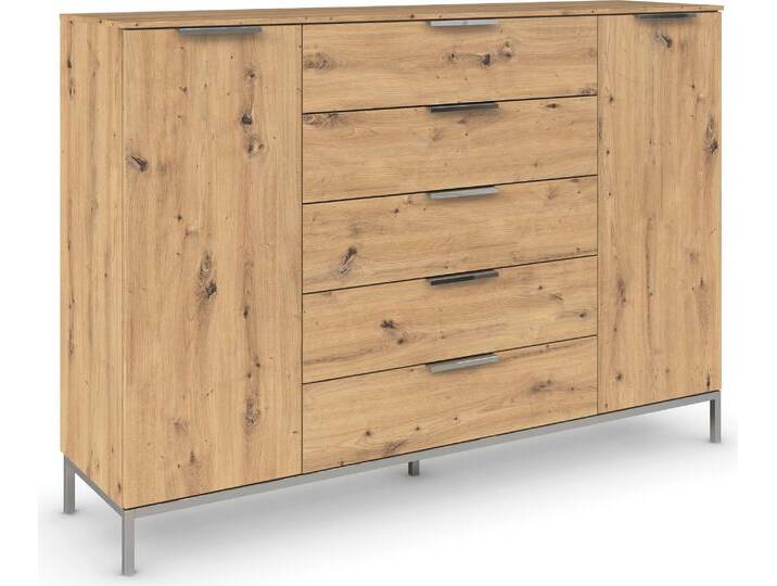 Kombikommode RAUCH Kommode Türkommode Sideboard Kombikommode FLIPP , braun (eiche artisan), B:160cm H:111cm T:42cm, Holzwerkstoff, Sideboards, 2-türig mit 5 Schubladen und Soft-Close-Funktion in zwei Breiten von Rauch