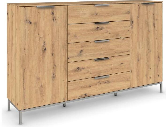 Kombikommode RAUCH Kommode Türkommode Sideboard Kombikommode FLIPP , braun (eiche artisan), B:180cm H:111cm T:42cm, Holzwerkstoff, Sideboards, 2-türig mit 5 Schubladen und Soft-Close-Funktion in zwei Breiten von Rauch