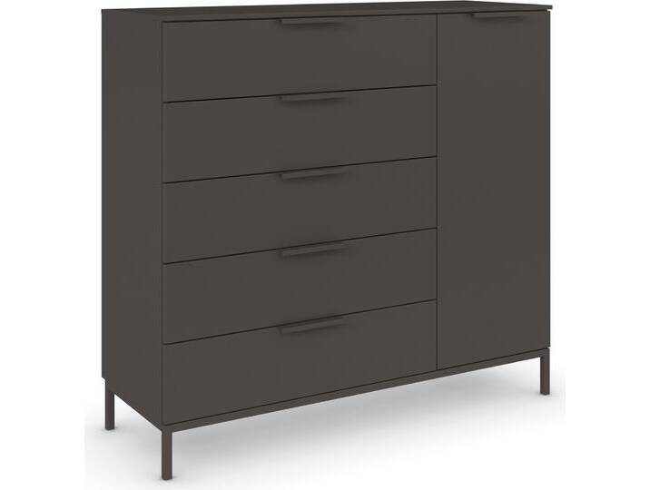 Kombikommode RAUCH Kommode Türkommode Sideboard Kombikommode FLIPP , grau (graphit), B:120cm H:111cm T:42cm, Holzwerkstoff, Sideboards, 1-türig mit 5 Schubladen und Soft-Close-Funktion von Rauch