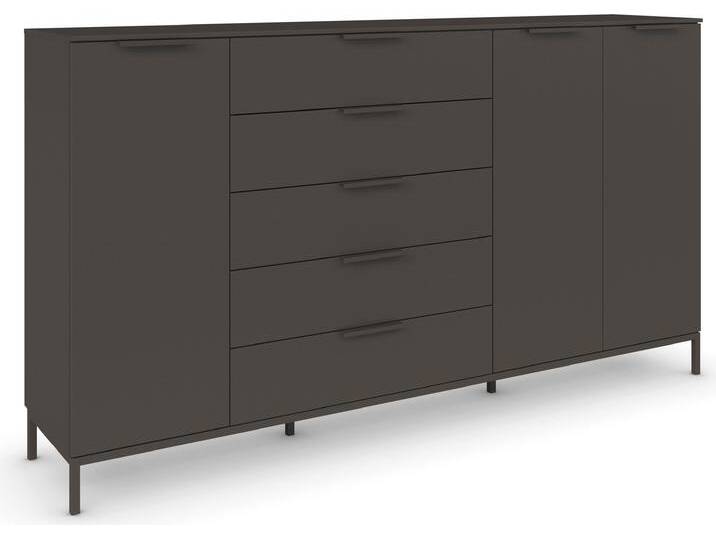 Kombikommode RAUCH Kommode Türkommode Sideboard Kombikommode FLIPP , grau (graphit), B:200cm H:111cm T:42cm, Holzwerkstoff, Sideboards, 3-türig mit 5 Schubladen und Soft-Close-Funktion von Rauch