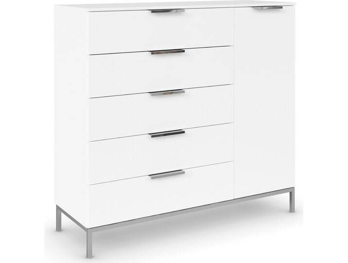 Kombikommode RAUCH Kommode Türkommode Sideboard Kombikommode FLIPP , weiß (alpinweiß), B:120cm H:111cm T:42cm, Holzwerkstoff, Sideboards, 1-türig mit 5 Schubladen und Soft-Close-Funktion von Rauch