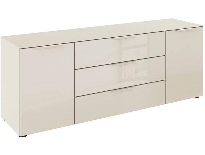 Kombikommode RAUCH Kommode Türkommode Sideboard Kombikommode FLIPP mit Glasfront , beige (beige, glas beige (champagner)), B:160cm H:60cm T:42cm, Holzwerkstoff, Sideboards, 2-türig, 3 Schubladen, Soft-Close-Funktion, Oberboden und Front Glas von Rauch