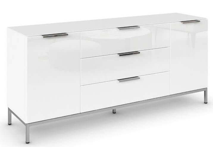 Kombikommode RAUCH Kommode Türkommode Sideboard Kombikommode FLIPP mit Glasfront , weiß (alpinweiß, glas kristallweiß), B:160cm H:71cm T:42cm, Holzwerkstoff, Sideboards, 2-türig, 3 Schubladen, Soft-Close-Funktion, Oberboden und Front Glas von Rauch