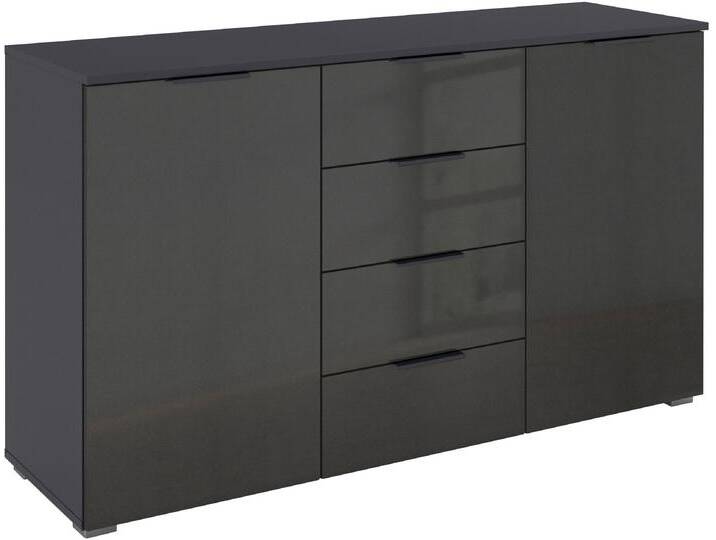 Kombikommode RAUCH Sideboard Schubladenkommode AGORDO mit Dekor- oder Hochglanzfront , graumetallic, hochglanz effektgrau, B:120cm H:81cm T:42cm, Holzwerkstoff, Sideboards, vier große Schubladen, mit insgesamt 4 Einlegeböden MADE IN GERMANY von Rauch