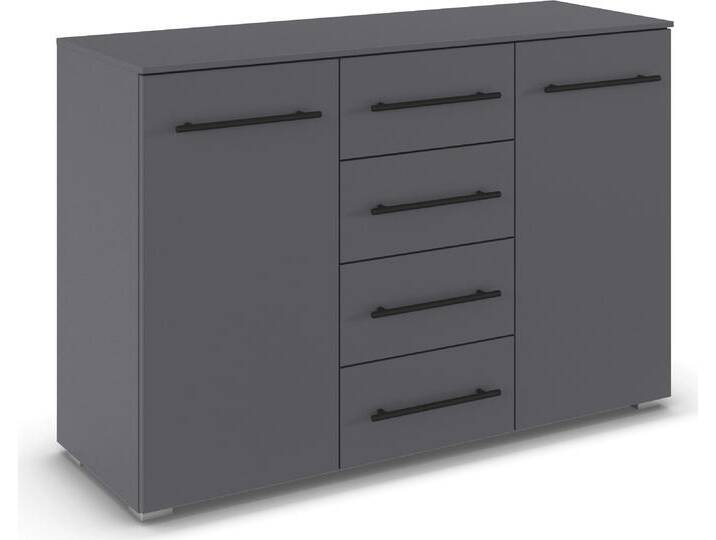 Kombikommode RAUCH Sideboard Schubladenkommode AVOLA mit Dekorfront , graumetallic, B:120cm H:81cm T:42cm, Holzwerkstoff, Sideboards, vier große Schubladen und 2 Türen, mit 4 Einlegeböden MADE IN GERMANY von Rauch