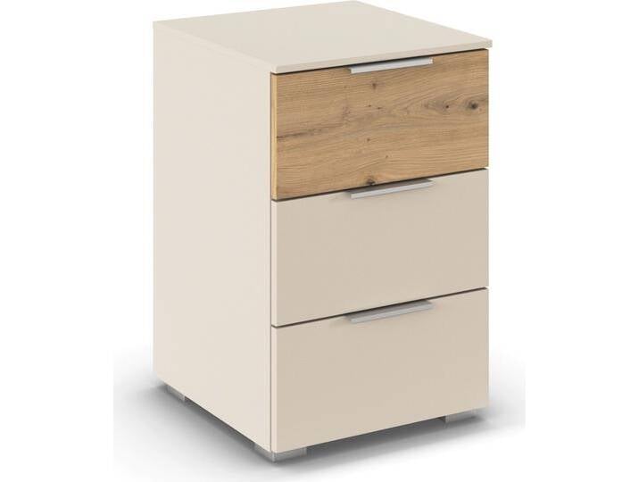 Nachtkommode RAUCH Astana , beige (champagner), eiche artisan, B:40cm H:61cm T:42cm, Holzwerkstoff, Sideboards, mit 3 geräumigen Schubladen, Kantengriff in Alufarben MADE IN GERMANY von Rauch