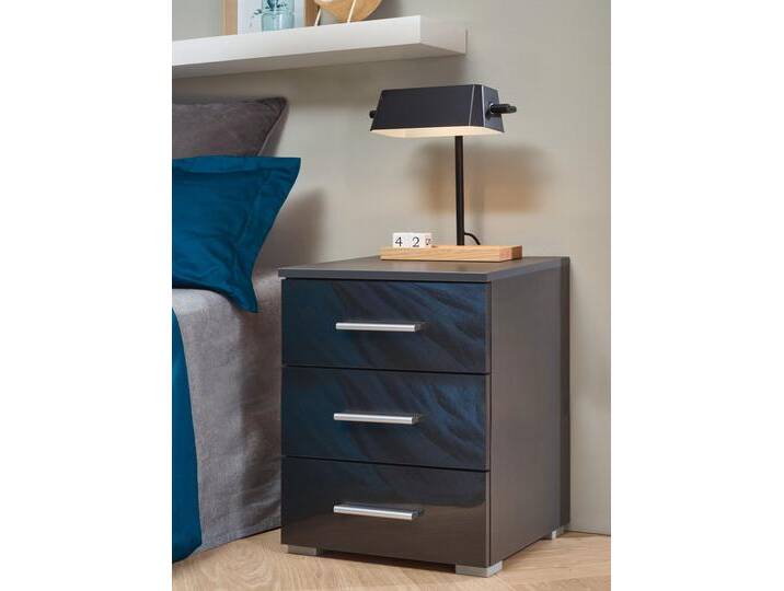 Nachtkommode RAUCH Base , grau (graumetallic, hochglanz effektgrau), B:40cm H:52cm T:40cm, Holzwerkstoff, Sideboards, 2er-Set, optional in moderner Hochglanz-Front von Rauch