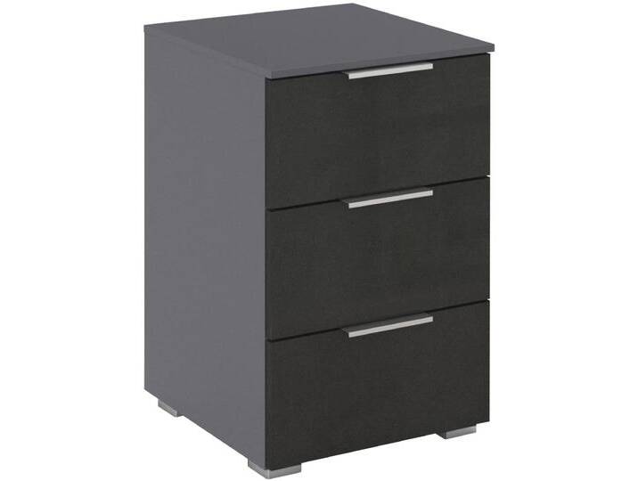 Nachtkommode RAUCH Nachttisch Nachtkonsole AGORDO in Dekor- oder Hochglanzfront , grau (graumetallic, hochglanz effektgrau), B:40cm H:61cm T:42cm, Holzwerkstoff, Sideboards, mit 2 Schubladen und Nische für viel Stauraum MADE IN GERMANY von Rauch