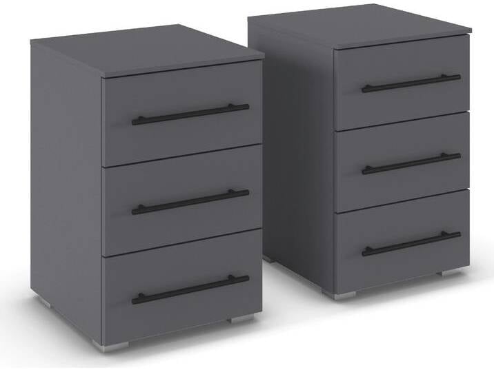 Nachtkommode RAUCH Nachttisch Nachtkonsole AVOLA in Dekorfront , graumetallic, B:40cm H:61cm T:42cm, Holzwerkstoff, Sideboards, mit 3 geräumigen Schubladen für viel Stauraum MADE IN GERMANY von Rauch