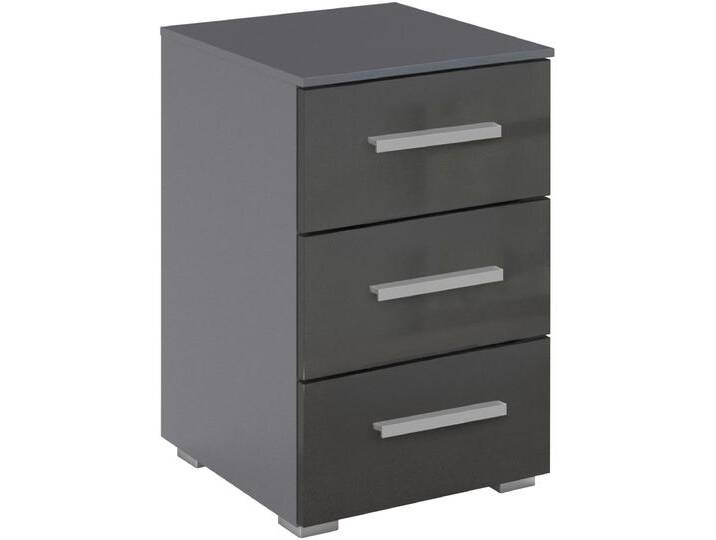 Nachtkommode RAUCH Nachttisch Nachtkonsole Nachtschrank KOLUNA mit Hochglanzfront , grau (graumetallic, hochglanz effektgrau), B:40cm H:61cm T:42cm, Holzwerkstoff, Sideboards, mit 2 Schubladen und Nische für viel Stauraum MADE IN GERMANY von Rauch