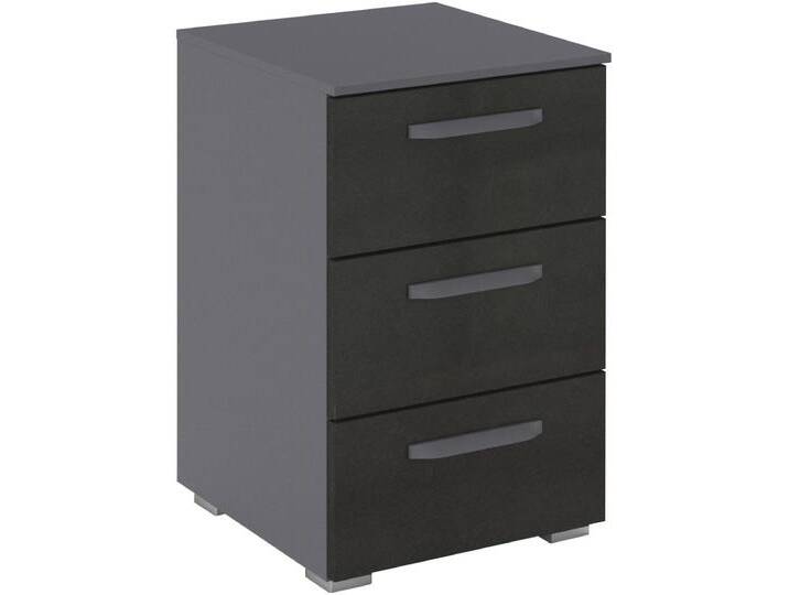 Nachtkommode RAUCH Nachttisch Nachtkonsole OTELI in Dekor- oder Hochglanzfront , graumetallic, hochglanz effektgrau, B:40cm H:61cm T:42cm, Holzwerkstoff, Sideboards, mit 3 geräumigen Schubladen für viel Stauraum MADE IN GERMANY von Rauch
