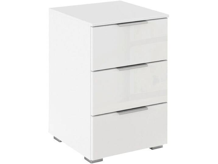 Nachtkommode RAUCH Nachttisch Nachtschrank Nachtkonsole AGORDO mit Glasfront , weiß (alpinweiß, glas kristallweiß), B:40cm H:61cm T:42cm, Holzwerkstoff, Sideboards, mit 3 geräumigen Schubladen für viel Stauraum MADE IN GERMANY von Rauch