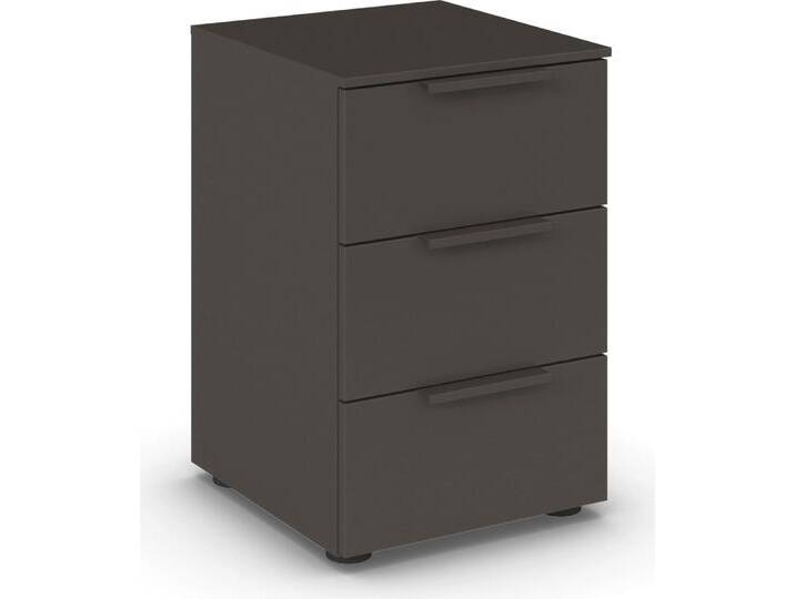 Nachtkommode RAUCH Nachttisch Nachtschrank Nachtkonsole FLIPP , grau (graphit), B:40cm H:61cm T:42cm, Holzwerkstoff, Sideboards, mit 3 Schubladen und Soft-Close-Funktion von Rauch
