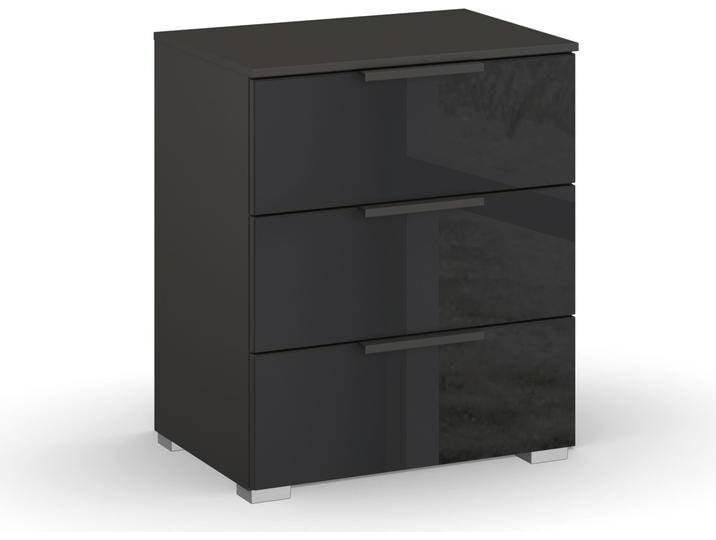Nachtkommode RAUCH Skat Meridian , grau (graphit, glas basalt), B:40cm H:61cm T:42cm, Holzwerkstoff, Sideboards, mit 3 Schubladen mit Glasfront in elegantem Design von Rauch