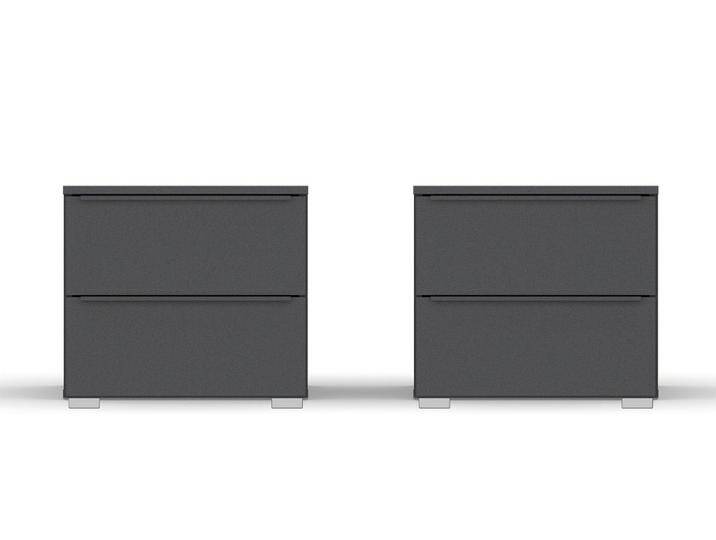 Rauch Möbel Holzbett Nachttisch Set Monostar, 2-teilig, mit Schubkästen, grau metallic (2er Set), grau von Rauch