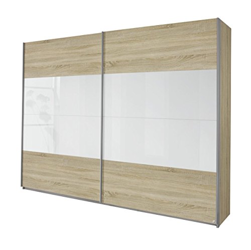 Rauch Möbel Quadra Kleiderschrank, Schwebetürenschrank, 2-türig, inkl. Zubehörpaket Basic 4 Einlegeböden 2 Kleiderstangen, Farbe Eiche Sonoma/Glas Weiß, BxHxT 136x229x62cm Rauch Möbel Quadra Kleiderschrank, Schwebetürenschrank, 2-türig, inkl. Zubehörpaket Basic 4 Einlegeböden 2 Kleiderstangen, Farbe Eiche Sonoma/Glas Weiß, BxHxT 136x229x62cm von Rauch Möbel