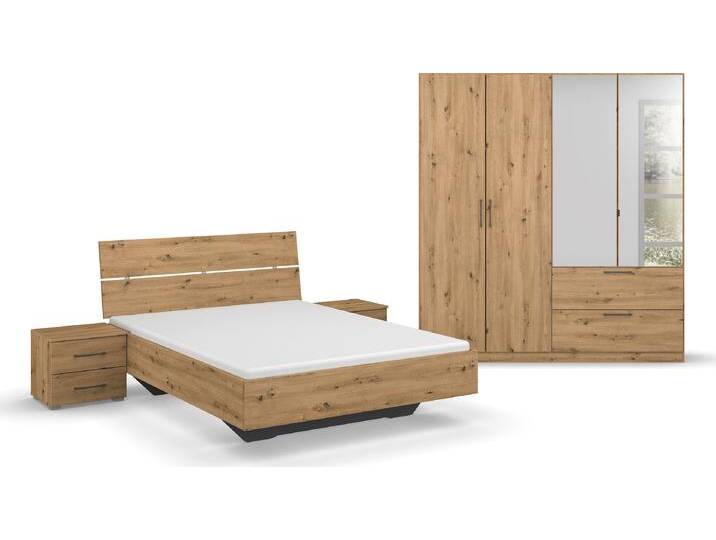 Schlafzimmer-Set INOSIGN BY RAUCH Komplettschlafzimmer Schlafzimmer Challenger (Set 4-teilig) , braun (eiche artisan), Schrank 4-trg. Höhe 197cm + ohne Matratze, B/H: 140cm x 200cm, Holzwerkstoff, Schlafzimmermöbel-Sets, Schrank 2 Breiten, Bett 3 Breiten, 2 Nachttische MADE IN GERMANY von Rauch