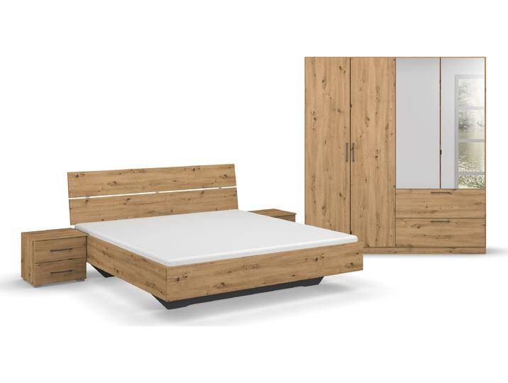 Schlafzimmer-Set INOSIGN BY RAUCH Komplettschlafzimmer Schlafzimmer Challenger (Set 4-teilig) , braun (eiche artisan), Schrank 4-trg. Höhe 197cm + ohne Matratze, B/H: 160cm x 200cm, Holzwerkstoff, Schlafzimmermöbel-Sets, Schrank 2 Breiten, Bett 3 Breiten, 2 Nachttische MADE IN GERMANY von Rauch