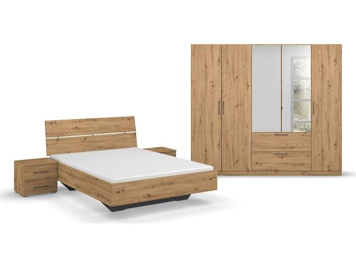 Schlafzimmer-Set INOSIGN BY RAUCH Komplettschlafzimmer Schlafzimmer Challenger (Set 4-teilig) , braun (eiche artisan), Schrank 5-trg. Höhe 210cm + ohne Matratze, B/H: 140cm x 200cm, Holzwerkstoff, Schlafzimmermöbel-Sets, Schrank 2 Breiten, Bett 3 Breiten, 2 Nachttische MADE IN GERMANY von Rauch