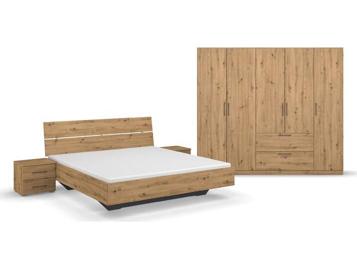 Schlafzimmer-Set INOSIGN BY RAUCH Komplettschlafzimmer Schlafzimmer Challenger (Set 4-teilig) , braun (eiche artisan), Schrankbreite/-höhe 226/197cm + ohne Matratze, B/H: 160cm x 200cm, Holzwerkstoff, Schlafzimmermöbel-Sets, Schrank 2 Breiten, Bett 3 Breiten, 2 Nachttische MADE IN GERMANY von Rauch