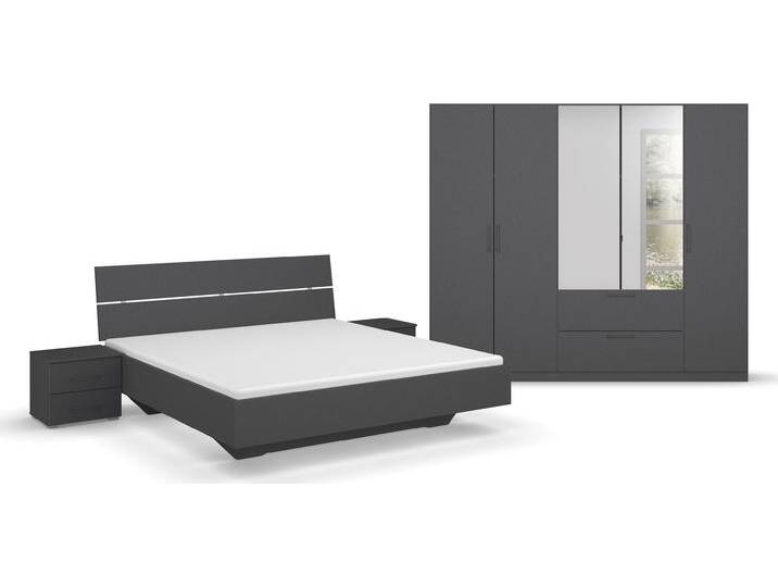Schlafzimmer-Set INOSIGN BY RAUCH Komplettschlafzimmer Schlafzimmer Challenger (Set 4-teilig) , grau (grau metallic), Schrank 5-trg. Höhe 210cm + ohne Matratze, B/H: 180cm x 200cm, Holzwerkstoff, Schlafzimmermöbel-Sets, Schrank 2 Breiten, Bett 3 Breiten, 2 Nachttische MADE IN GERMANY von Rauch