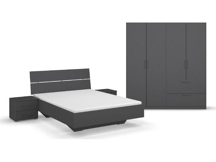 Schlafzimmer-Set INOSIGN BY RAUCH Komplettschlafzimmer Schlafzimmer Challenger (Set 4-teilig) , grau (grau metallic), Schrankbreite/-höhe 181/197cm + ohne Matratze, B/H: 140cm x 200cm, Holzwerkstoff, Schlafzimmermöbel-Sets, Schrank 2 Breiten, Bett 3 Breiten, 2 Nachttische MADE IN GERMANY von Rauch