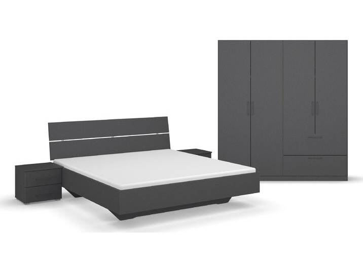 Schlafzimmer-Set INOSIGN BY RAUCH Komplettschlafzimmer Schlafzimmer Challenger (Set 4-teilig) , grau (grau metallic), Schrankbreite/-höhe 181/197cm + ohne Matratze, B/H: 160cm x 200cm, Holzwerkstoff, Schlafzimmermöbel-Sets, Schrank 2 Breiten, Bett 3 Breiten, 2 Nachttische MADE IN GERMANY von Rauch
