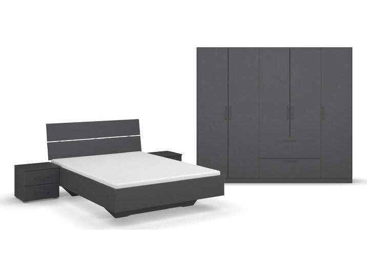 Schlafzimmer-Set INOSIGN BY RAUCH Komplettschlafzimmer Schlafzimmer Challenger (Set 4-teilig) , grau (grau metallic), Schrankbreite/-höhe 226/197cm + ohne Matratze, B/H: 140cm x 200cm, Holzwerkstoff, Schlafzimmermöbel-Sets, Schrank 2 Breiten, Bett 3 Breiten, 2 Nachttische MADE IN GERMANY von Rauch