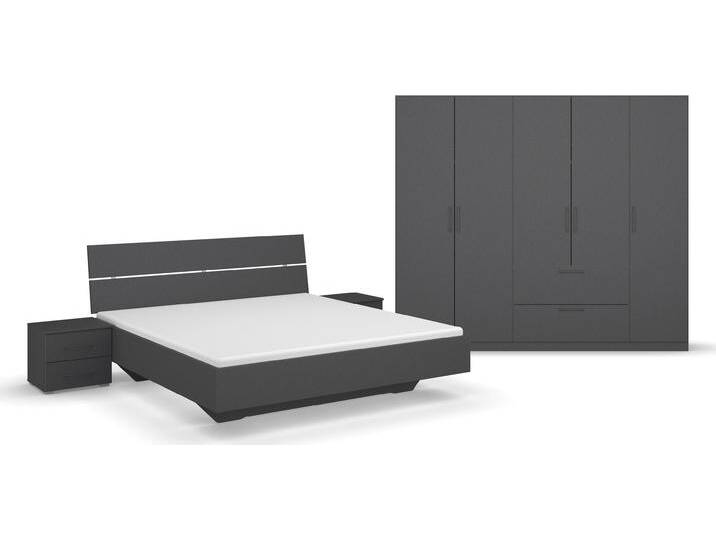 Schlafzimmer-Set INOSIGN BY RAUCH Komplettschlafzimmer Schlafzimmer Challenger (Set 4-teilig) , grau (grau metallic), Schrankbreite/-höhe 226/197cm + ohne Matratze, B/H: 160cm x 200cm, Holzwerkstoff, Schlafzimmermöbel-Sets, Schrank 2 Breiten, Bett 3 Breiten, 2 Nachttische MADE IN GERMANY von Rauch