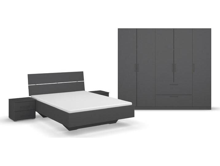Schlafzimmer-Set INOSIGN BY RAUCH Komplettschlafzimmer Schlafzimmer Challenger (Set 4-teilig) , grau (grau metallic), Schrankbreite/-höhe 226/210cm + ohne Matratze, B/H: 140cm x 200cm, Holzwerkstoff, Schlafzimmermöbel-Sets, Schrank 2 Breiten, Bett 3 Breiten, 2 Nachttische MADE IN GERMANY von Rauch