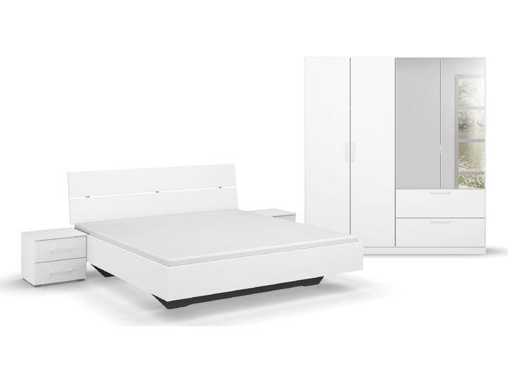 Schlafzimmer-Set INOSIGN BY RAUCH Komplettschlafzimmer Schlafzimmer Challenger (Set 4-teilig) , weiß (alpinweiß), Schrank 4-trg. Höhe 210cm + ohne Matratze, B/H: 160cm x 200cm, Holzwerkstoff, Schlafzimmermöbel-Sets, Schrank 2 Breiten, Bett 3 Breiten, 2 Nachttische MADE IN GERMANY von Rauch