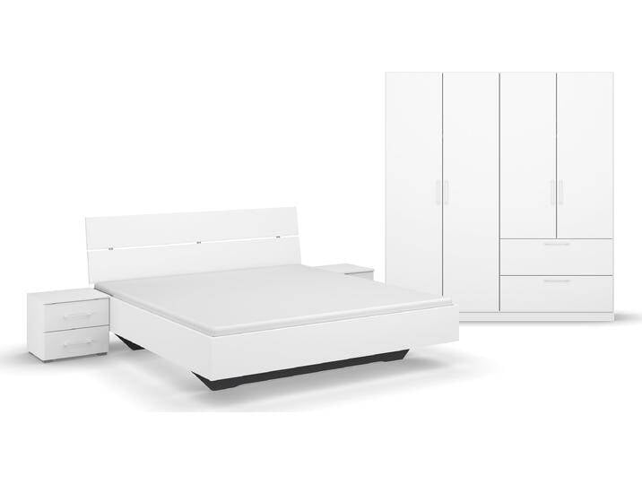 Schlafzimmer-Set INOSIGN BY RAUCH Komplettschlafzimmer Schlafzimmer Challenger (Set 4-teilig) , weiß (alpinweiß), Schrankbreite/-höhe 181/210cm + ohne Matratze, B/H: 180cm x 200cm, Holzwerkstoff, Schlafzimmermöbel-Sets, Schrank 2 Breiten, Bett 3 Breiten, 2 Nachttische MADE IN GERMANY von Rauch