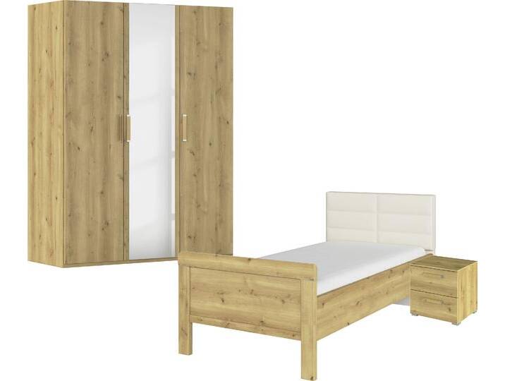 Schlafzimmer-Set RAUCH Komplettschlafzimmer Schlafzimmer EVELYN , braun (asteiche), Bett 100x200cm + ohne Matratze, B/H: 100cm x 200cm, Holzwerkstoff, Schlafzimmermöbel-Sets, Schrank und Bett in 2 Breiten, Nachttisch 2 Schubladen MADE IN GERMANY von Rauch