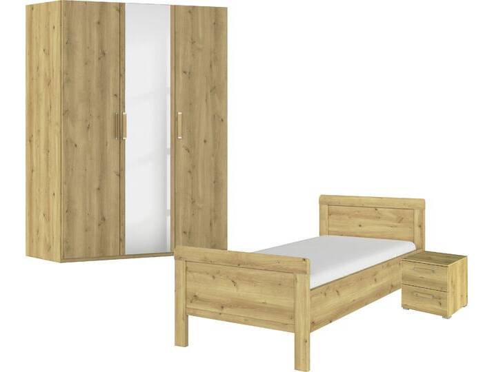 Schlafzimmer-Set RAUCH Komplettschlafzimmer Schlafzimmer EVELYN , braun (asteiche), Bett 100x200cm + ohne Matratze, B/H: 100cm x 200cm, Bett 100x200cm, Holzwerkstoff, Schlafzimmermöbel-Sets, Schrank und Bett in 2 Breiten, Nachttisch 2 Schubladen MADE IN GERMANY von Rauch